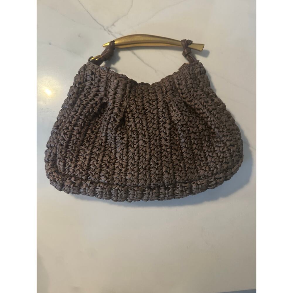Anthropologie Raffia Purse with Gold handle - Picture 2 of 6